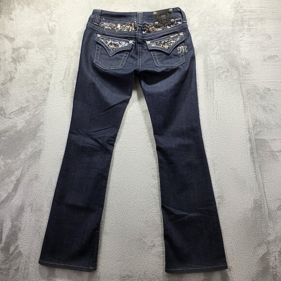 Miss Me Jeans Womens 26 Dark Wash Easy Boot Sequin Pockets Embellished JE5731EZR - Picture 2 of 11
